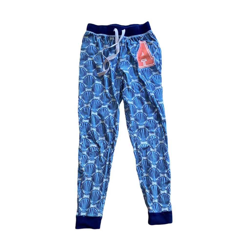 Disney The Little Mermaid Ariel Blue Shell Print Jogger Pajama Pants sz M